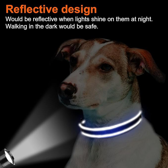 Joytale Reflective Dog Collar, Soft Neoprene Padded, Metal D-Ring, Nylon Pet Collar Adjustable for Extra Large Dogs, Royal Blue, XL