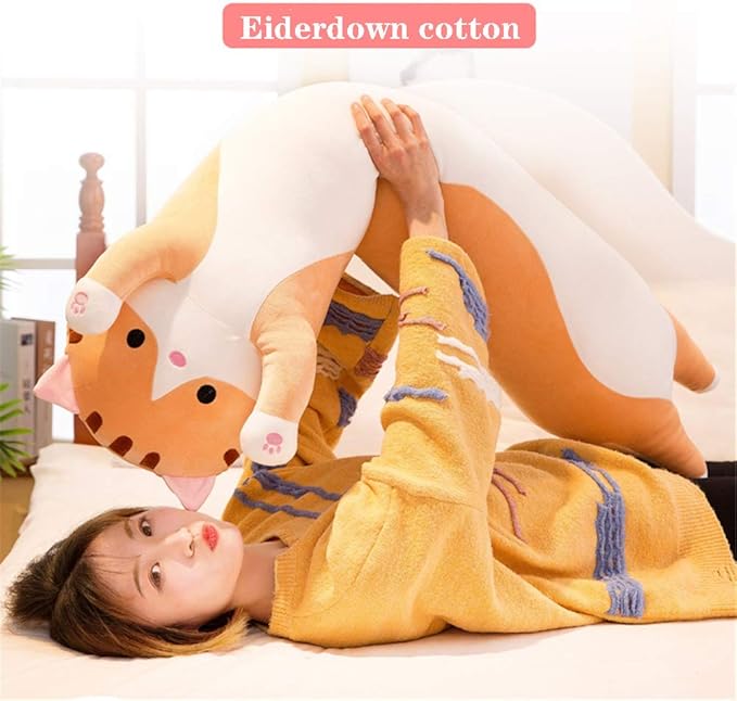 shangman Lovely Plush Cat Doll Cute Cartoon Soft Stuffed Kitten Long Throw Sleeping Pillow Toy Gift for Kids Girlfriend Multiple Size (Brown,50cm/19.6in)