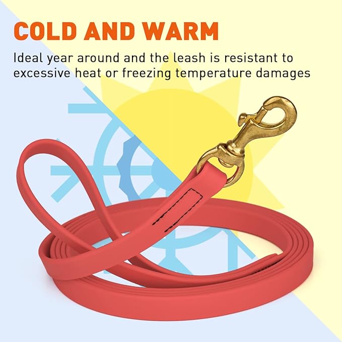 Viper K9 Biothane Working Dog Leash Waterproof Lead for Tracking Training Schutzhund Dog Sport & Search - Odor-Proof Long Line with Solid Brass Snap for Puppy Medium and Large 3/4" x 33ft Coral