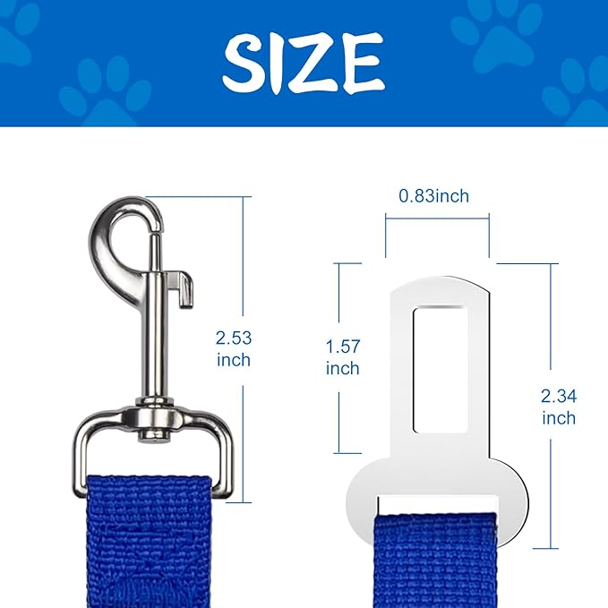 2 PCS Dog Seat Belt for Car Frskcssd Adjustable Dog Car Harness Heavy Duty Nylon Dogs Safety Seat Belt (Black+Blue)