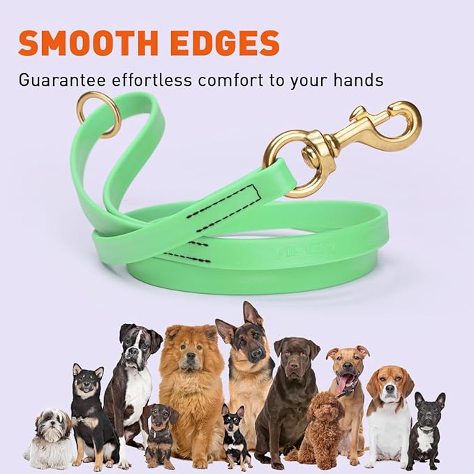 Viper Biothane K9 Working Dog Leash Waterproof Lead for Tracking Training Schutzhund Odor-Proof Long Line with Solid Brass Snap for Puppy Medium and Large Dogs 4ft, Sea Foam Green