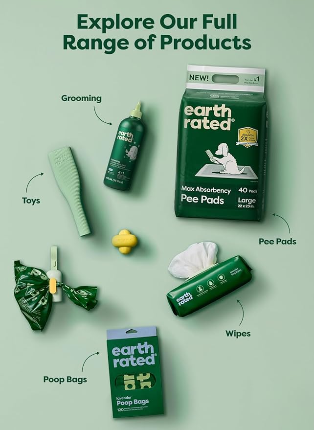 Earth Rated Odor-Blocking Poop Bags for Dogs with 3X Protect, Guaranteed to Block Smells & Leak-Proof Performance, Conceals Smell & Mess, Unscented, 120 Count