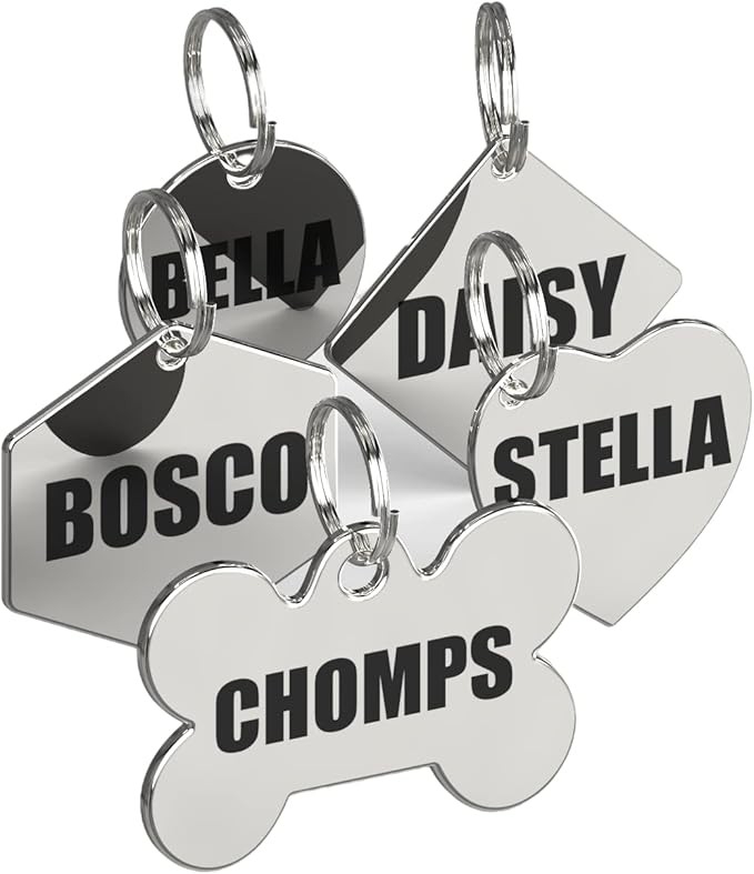 Dr. Fremont's Stainless Steel ID Dog Tags Engraved for Pets Personalized for Cat or Dog Collar Bold Font for Safety (Large, Bone)