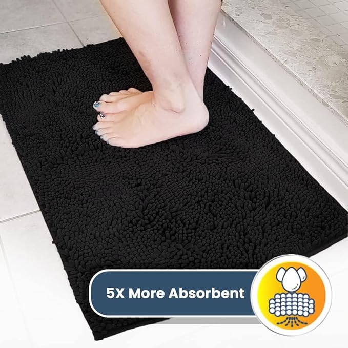 Muddy Mat® | Super Absorbent Door Mat Indoor, Microfiber Quick Dry Chenille Entryway Rug, Non-Slip Front Door Mat, Indoor Mats for Entryway, Machine Washable Pet Rug, Black XXXL 72"X48"