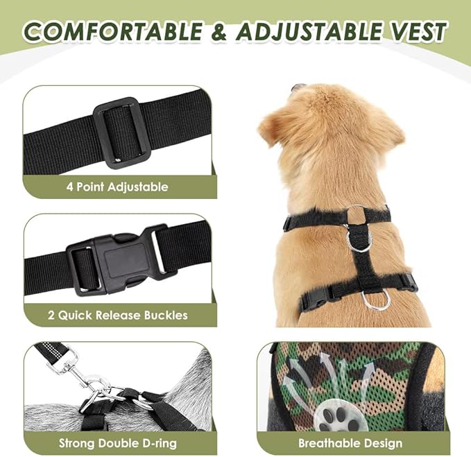 Lukovee Dog Seat Belt for Car, Adjustable Dog Car Harness for Large Medium Small Dogs, Soft Padded & Breathable Mesh Dog Seatbelt with Car Strap and Carabiner(Lime Green Double Clip,Medium)