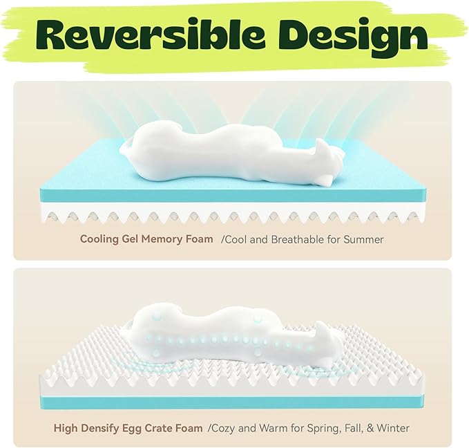 Orthopedic Dog Beds for Medium Small Dogs with Removable Washable Cover Rectangle Pet Sofa with Cooling Gel Memory Foam Anti-Slip Bottom Waterproof for Old Pets or Cat,28" L x 23" W x 6.5" Th