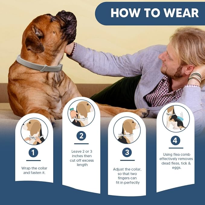 Flea Collars for Dogs, Tick Collar for Large Dogs, Adjustable Dog Flea Collar with 8 Months Prevention, Comfort Fit for Large Dog-2 Pcs