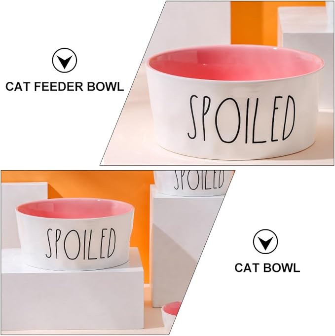 Ceramic Pet Bowl Small Pink Dog Food Bowl with Neck Protection Pet Feeder for Cats and Dogs Feeding Supplies