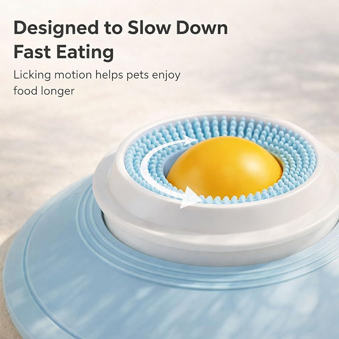 Slow Feeder Dog Lick Sphere, Interactive Lick Bowl for Dogs & Cats, Ball-Shaped Liquid Food Feeder, Non-Slip Enrichment Toy for Wet Food & Treats (Yellow)