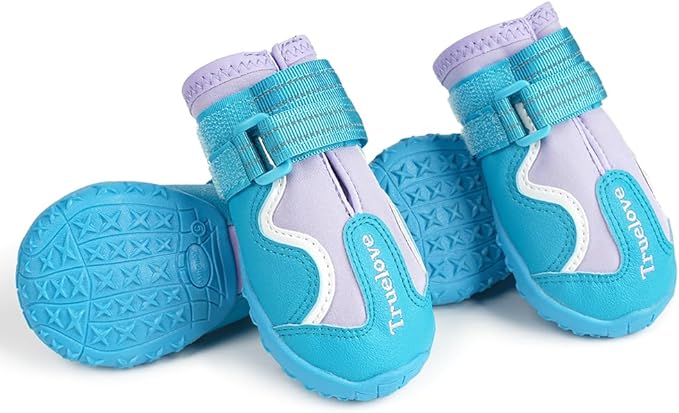 MOKCCI Truelove Dog Boots,Waterproof Pet Shoes with Reflective Straps for Paw Protectors Small Medium Large Dog Summer Winter Snow Outdoor Walking