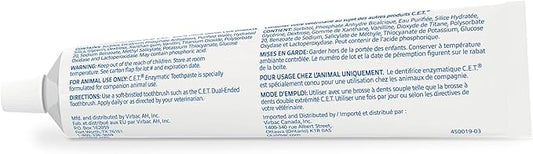 Virbac C.E.T. Enzymatic Toothpaste Eliminates Bad Breath by Removing Plaque and Tartar Buildup Best Pet Dental Care Toothpaste Vanilla Mint Flavor 2.5 Oz Tube