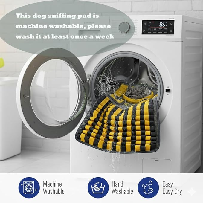 Snuffle Mat for Dogs, L Size Yellow Interactive Dog Sniffing Pad, Non-Slip Puzzle Toy for Medium Large Breeds, Washable Foraging Mat for Boredom Anxiety Relief
