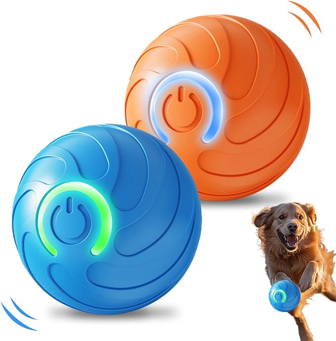 PUNHAIL Shaky Ball Toy for Dogs, 2026 New Pet Bounce Ball for Dogs Interactive Dog Toys Balls, Vibrating Dog Ball, Electric Automatic Rolling Moving Jumping Dog Toy Ball for Pets (Orange+Blue)
