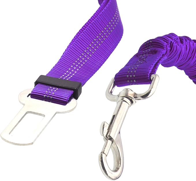 Yiaizhuo 2 Dog Car Harness Seatbelt Seat Belt Leash Travel Accessories Bungee Anti Shock Pet Cat Adjustable Lead Clip Safety Seats Belts Purple