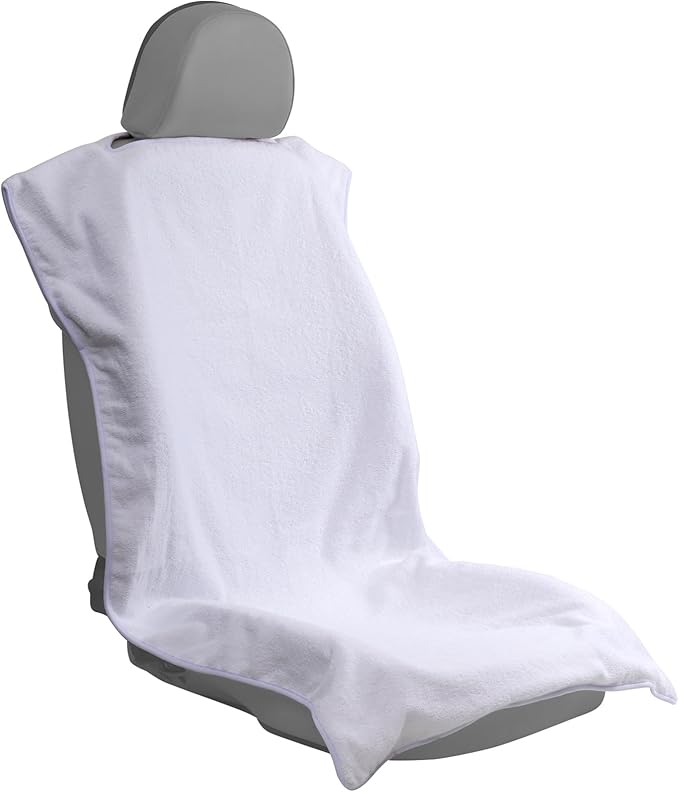 LoyaGour Car Seat Towel Covers Front Seats Protector for Gym and Workout, Automotive Washable Driver Cars Seat Sweat Cover for Dog, Compatible with Tesla Model Y Juniper/3/X/S (Fleece White, 1Pcs)