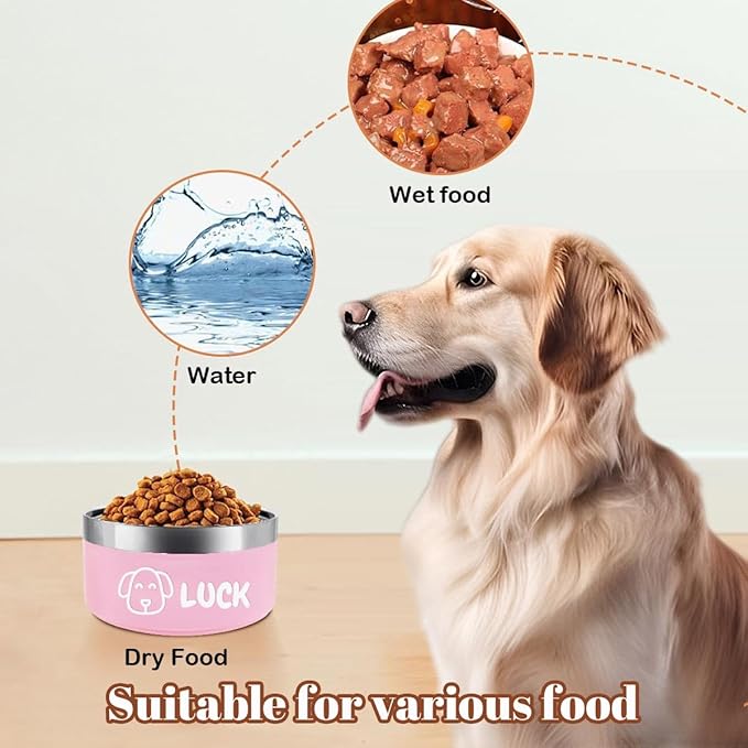 Personalized Cat Dog Bowl with Name Custom Stainless Steel Pet Bowls Customized Non Slip Durable Engraved Double Layer Reinforcement Cat Water Food Bowl for Pet's Present 32 oz.