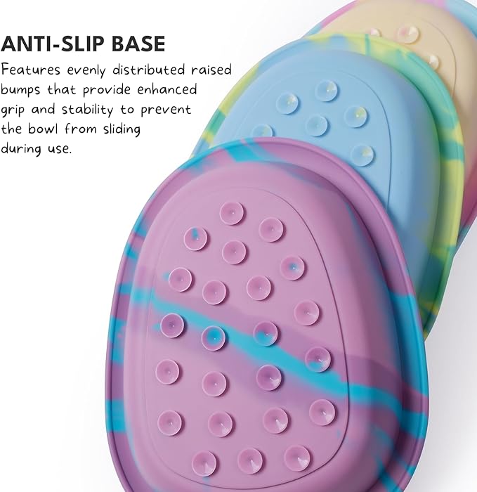CHEWFFON Interactive Dog&Cat Lick Mat Bowls, BPA-Free Silicone Dog Slow Feeder Bowl with Suction Cups, Non Slip Food Bowl for Dogs and Cats, Reduces Boredom and Anxiety, Dishwasher Safe, Rainbow
