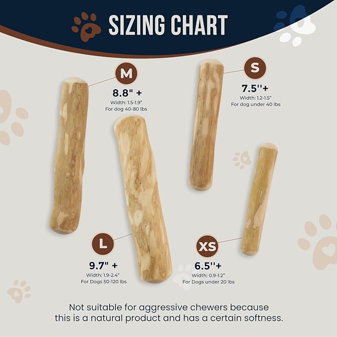 GOWGOW Coffee Wood Chew and Cotton Rope Toy for Dogs - 100% Natural, Organic Wood Stick for Chewers Teeth Cleaning, Training - Size M
