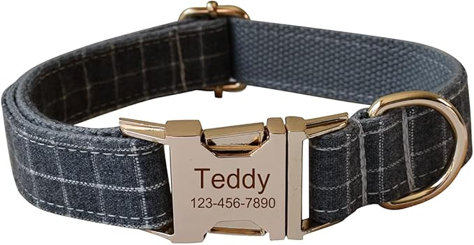 Personalized Dog Collars for Puppy Small Medium Large Pets with Engraved Name and Phone Number (M, Grey)