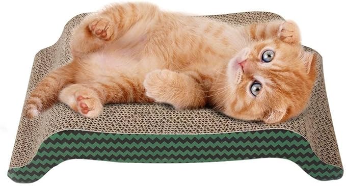 PAWISE Cat Scratcher Cardboard Reversible Kitty Scratching Pad Relaxing Lounge Pad (Arched, 17 X 8.5 Inches)