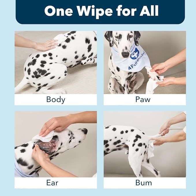 Dog-Wipes-for Paws and Butt - 8" x 8" Hypoallergenic, Hydrating Pet Grooming Wipes for Dogs Cats Cleaning Deodorizing (Unscented, 30 Count)