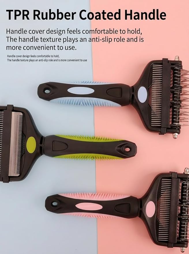 3-in-1 Pet Grooming Tool & Undercoat Rake, Retractable Dematting Comb for Dogs and Cats, Deshedding Brush for Removing Mats, Tangles, and Loose Hair