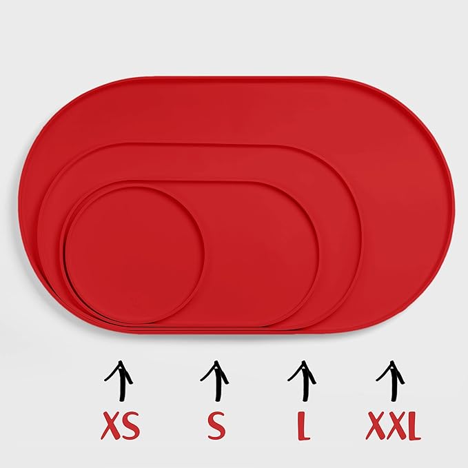 DogBuddy Dog Food Mat - Waterproof Dog Bowl Mat, Silicone Pet Mat for Food and Water Bowls, Nonslip Pet Feeding Mat With Edges, Dogs Food Mats For Floors, Puppy Supplies (Small, Red)