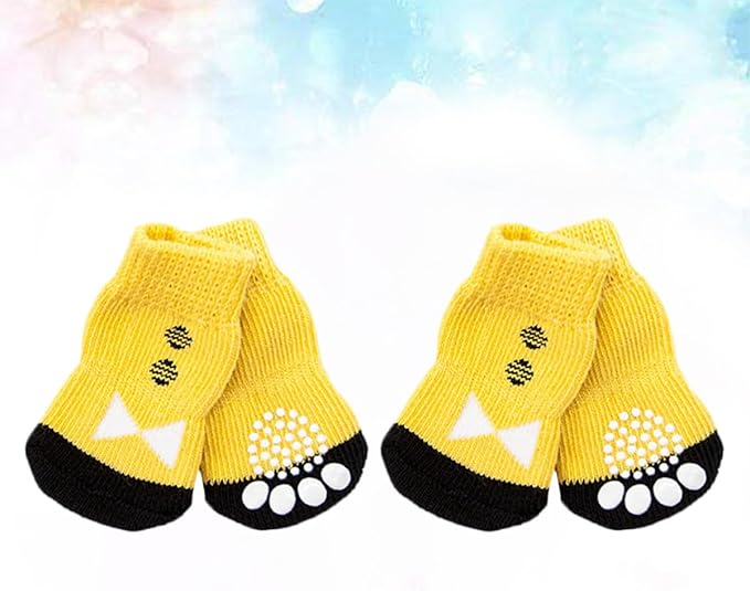 Luxshiny 4Pcs XL Pet Dog Socks Anti-Slip Cotton Footwear for Puppies Non-Slip Paw Protectors Skin-Friendly Comfortable Stockings for Cold Weather and Indoor Use