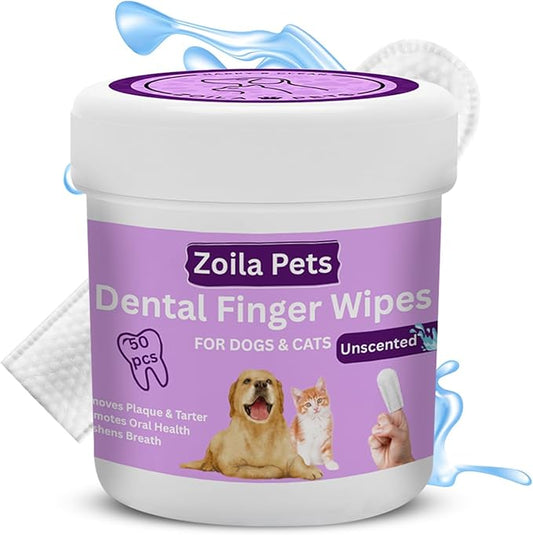 Dental Wipes Unscented – Best Dog Teeth Cleaning, Dog Dental Wipes for Dogs Teeth, Finger Toothbrush for Dogs and Cats, Oral Care, Remove Plaque, Tartar & Bad Breath – 50 Count