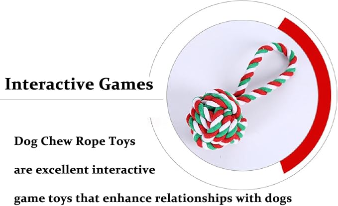 Nlmskzzy Chew Toys for Small and Medium Dogs - Teeth Cleaning, Gum Massage, Boredom Relief - Christmas Ball Rope Toy Set of 4