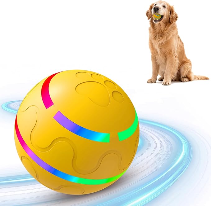 SUJF Interactive Dog Ball, Smart Interactive Dog Toys, Automatic Moving Vibrating Bouncing Pet Ball for Medium and Large Dogs, TPU Material, Rechargeable and Waterproof