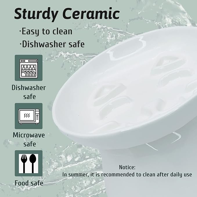 BNOSDM Raised Cat Slow Feeder Bowl Elevated Shallow Cat Dish Whisker Fatigue Slow Eating Bowls Cute Wet Food Puzzle Bowls for Indoor Small Cats Kitten