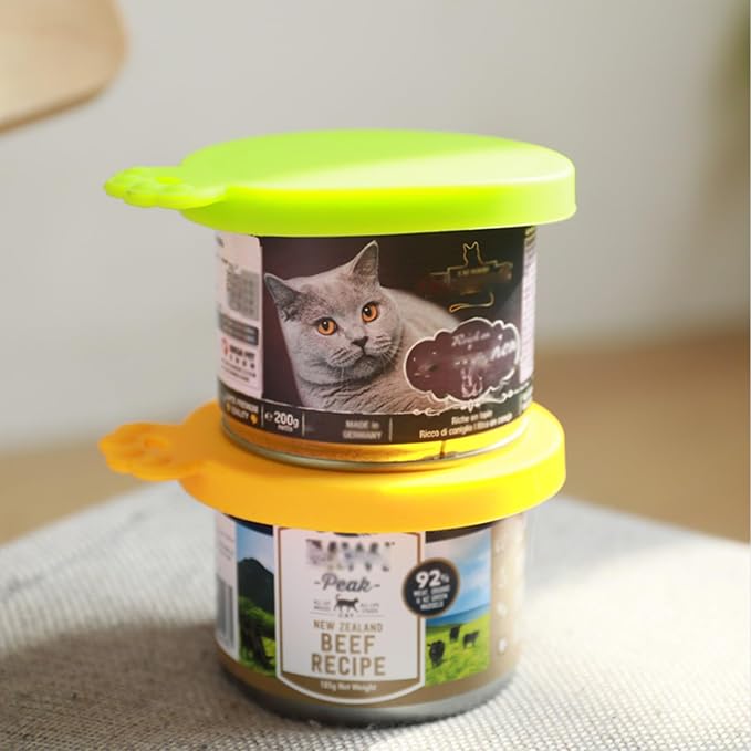 IVIA PET Food Can Covers/4 Pack/Universal BPA Free Silicone Dog Cat Food Tin Lids for Dog and Cat Food/Fits All Standard Size Can Tops for Pet Food Storage(Mix Color2)