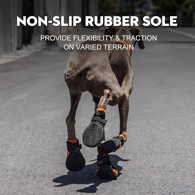 Dog Boots for Large Dogs,Waterproof Dog Booties for Winter Snow,Anti-Slip Dog Shoes Paw Protector with Reflective Strap for Hot Pavement,Hardwood Floor,Outdoor Hiking (Black, 2.75")