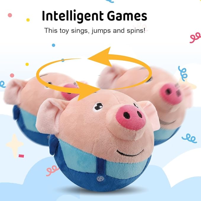 Active Moving Pet Plush Toy, Upgrade Interactive Dog Toys Talking Moving Dog Ball Toy Washable Cartoon Pig Plush Sound Electronic Herding Ball for Dogs Shake Bounce Boredom Talking Toys (Panda)