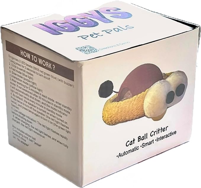 Cat Ball Critter Toy USB Charged Featuring Three Modes Fast Unpredictable Movement,Flipping with led Lights and Sure to Keep Your pet Entertained.