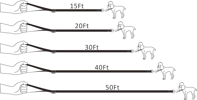 Siumouhoi Dog/Puppy Obedience Recall Training Agility Lead - 15ft 20ft 30ft 40ft 50ft Training Leash - Great for Play, Camping, or Backyard - Black 40ft (40Feet, Black)
