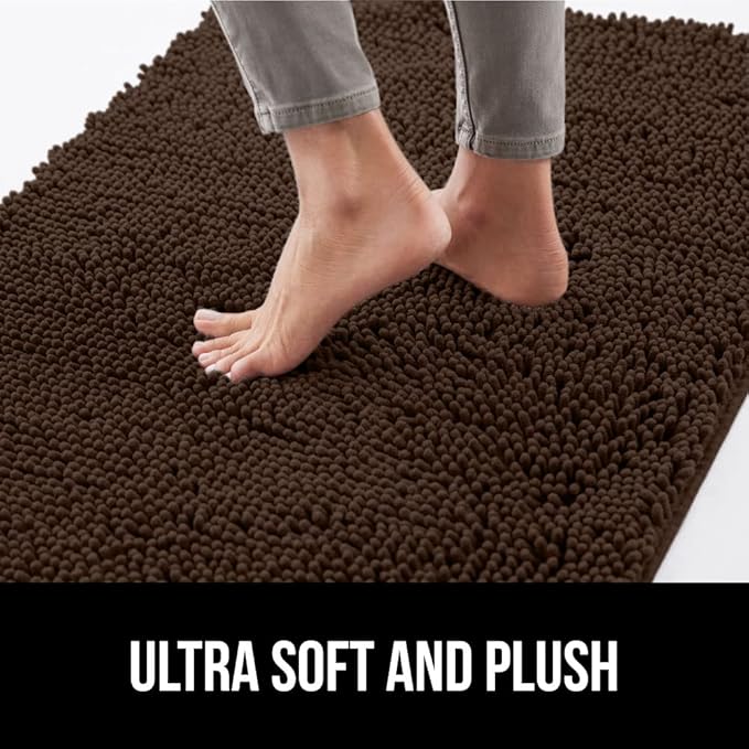 GORILLA GRIP SOAKSTOPPER Dog Door Mat, 60x36 Machine Washable Rug Absorbent Doormat Captures Moisture Mud Dirt, Quick Dry Soft Chenille Entryway Rugs Indoor Entrance Mats for Dog Paws, Brown