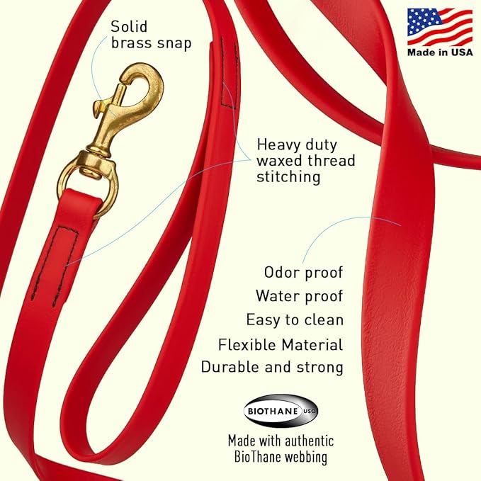 Viper K9 Biothane Working Dog Leash Waterproof Lead for Tracking Training Schutzhund Dog Sport and Search - Odor-Proof Long Line with Solid Brass Snap for Puppy Medium and Large - Water Friendly