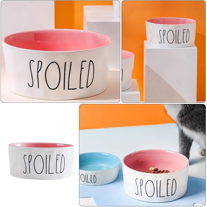 Ceramic Pet Bowl Small Pink Dog Food Bowl with Neck Protection Pet Feeder for Cats and Dogs Feeding Supplies