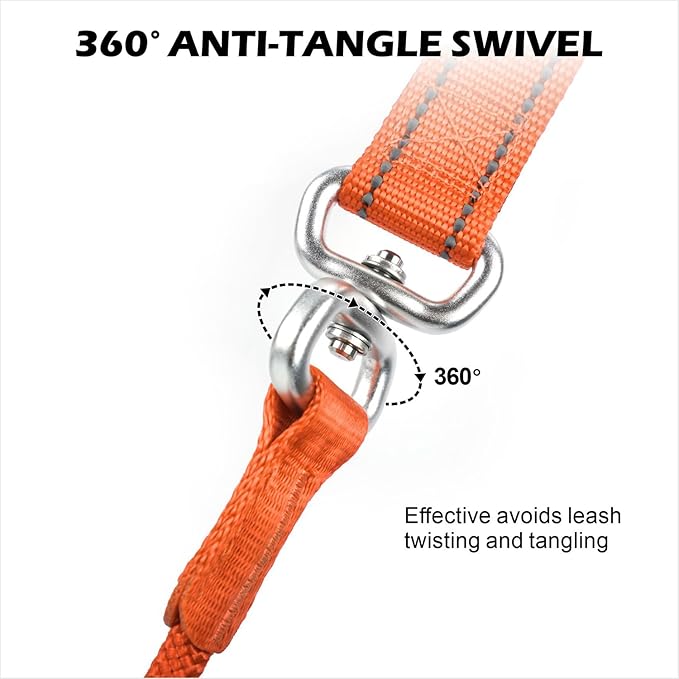 6FT Slip Lead Dog Leash with Double Padded Handle, Anti-Tangle Slip Leads for Dogs, Reflective Nylon No-Pull Training Leash for Small Medium Dogs, Orange