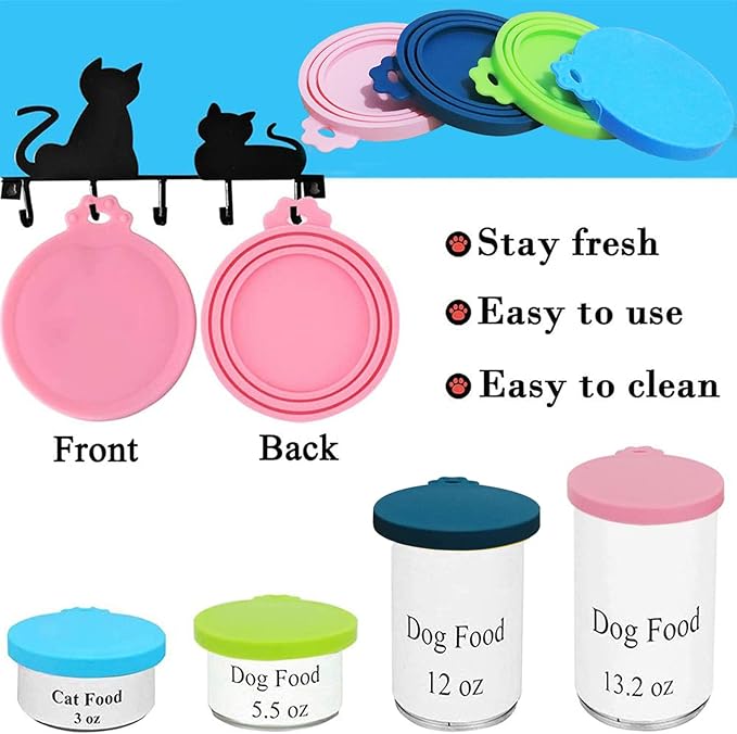 IVIA PET Can Lids | 4 Pack | Universal BPA Free Silicone Pet Food Can Covers | Fit Most Dog Cat Food Canned (Mix Color 4)