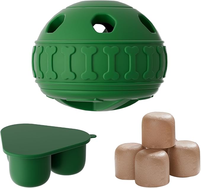 CUTENNIOU 2 in 1 Interactive Dog Toy and Silicone Tray with Lid, Dog Enrichment Toys for Large Dogs 25-75 lbs, Freezable Dogs Chew Toy to Keep Them Busy, Frozen Treat Dispensing for Slow Food Training