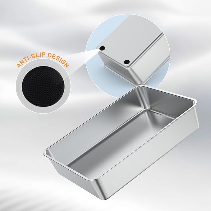Soulbond Stainless Steel Litter Box, 27.5" L x 19.7" W x 6" H Extra Large Metal Litterbox for Big Cat and Multi-Cats Families, Non-Stick, Easy to Clean