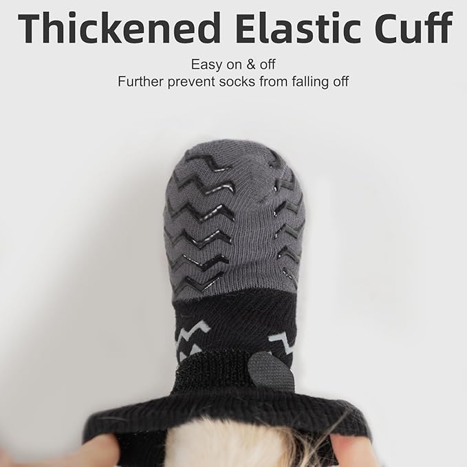 Anti Slip Dog Socks to Prevent Licking Paws, Dog Shoes for Cold/Hot Pavement, Winter Pet Booties for Small Medium Large Senior Dogs, Boots & Paw Protectors for Hardwood Floors Traction Control