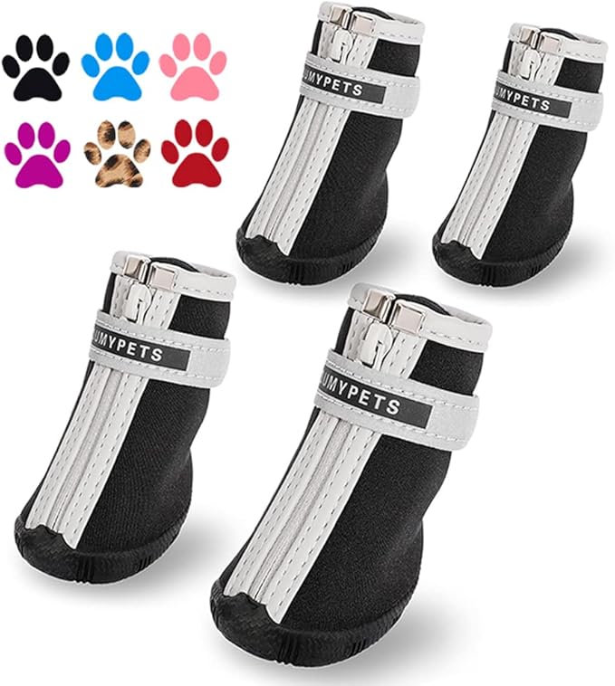 QUMY Dog Shoes for Small Dog, Puppy Dog Boots & Paw Protectors for Winter, Summer Hot Pavement, Waterproof in Rain Weather, Ourdoor Walking, Indoor Hardfloor with Anti Slip Rubber Soles Black Size 1