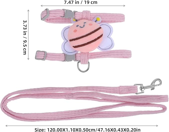 Kisangel Adjustable Small Cat Harness Vest with Decorative Puppy Design Breathable Soft Pet Walking Traction Rope for Dogs and Cats Comfortable Fit for Training and Outdoor Use