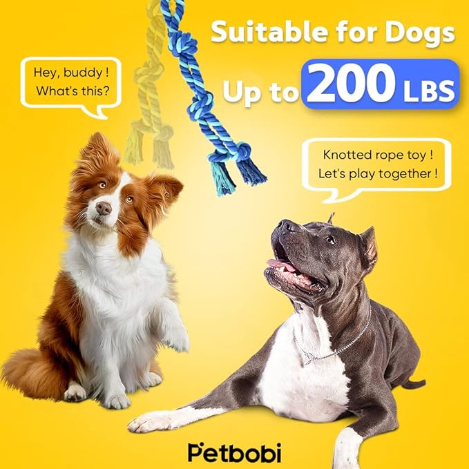 Petbobi Bungee Dog Toy, Outdoor Dog Tug Toy for Pitbull Interactive Exercise, Spring Pole Tug-of-War Toy with Durable Rope, Hanging Toy for Large Dogs to Reduce Boredom, Blue