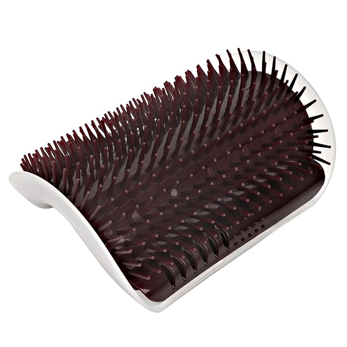 Cat Self Groomer Brush, Plastic Massage Comb with Soft 12.6x8.3cm - Easy Mount Wall Scratcher, Removes Loose Hair, Perfect for Cat Grooming and Play (Coffee)