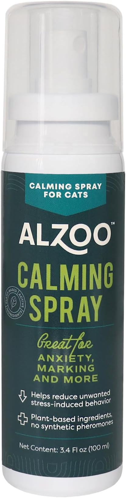ALZOO Cat Calming Spray - Natural Plant Based Stress & Anxiety Relief, Valerian & Lavadin Blend, No Synthetic Pheromones, Stress and Anxiety Relief During Travel, Vet, Fireworks, Separation